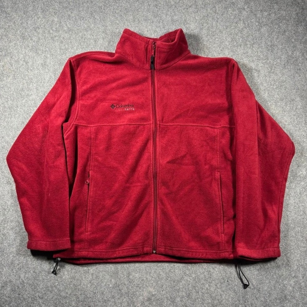 Columbia Mens Steens Mountain Full Zip Fleece Jacket Red Large Mock Neck Solid